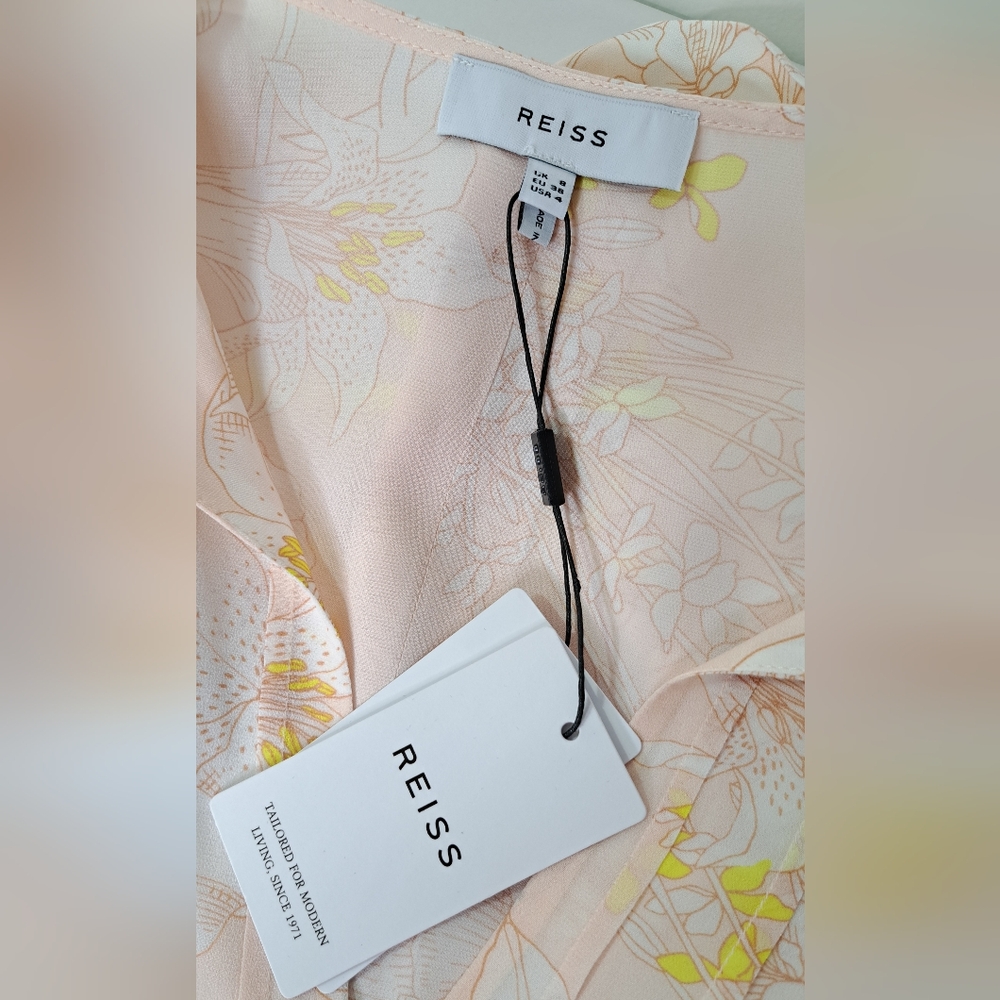Reiss Carlotta Short Flutter Sleeve Dress in Blush Size US 4 - Picture 14 of 16